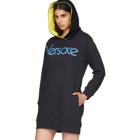 Versace Navy Embroidered Logo Hoodie Dress