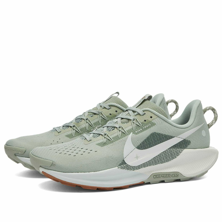 Photo: Nike Men's ReactX Pegasus Trail 5 Sneakers in Jade Horizon/Light Silver/Sea Glass