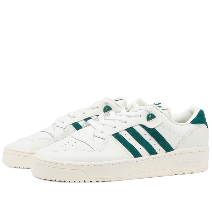 Photo: Adidas Men's Rivalry Low Sneakers in White Tint/Team Dark Green