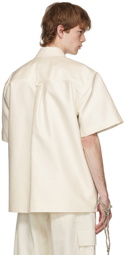 Jil Sander Off-White Heavy Poplin Pin Short Sleeve Shirt