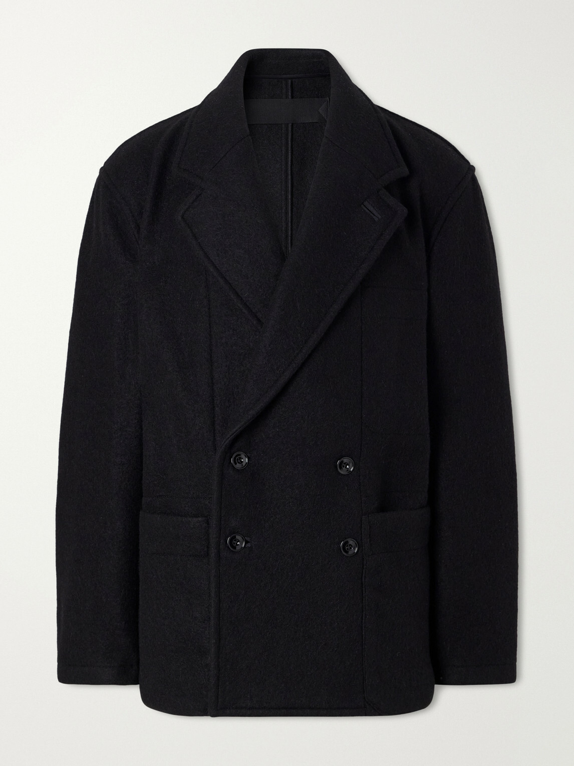LEMAIRE - Double-Breasted Wool and Alpaca-Blend Felt Coat - Black