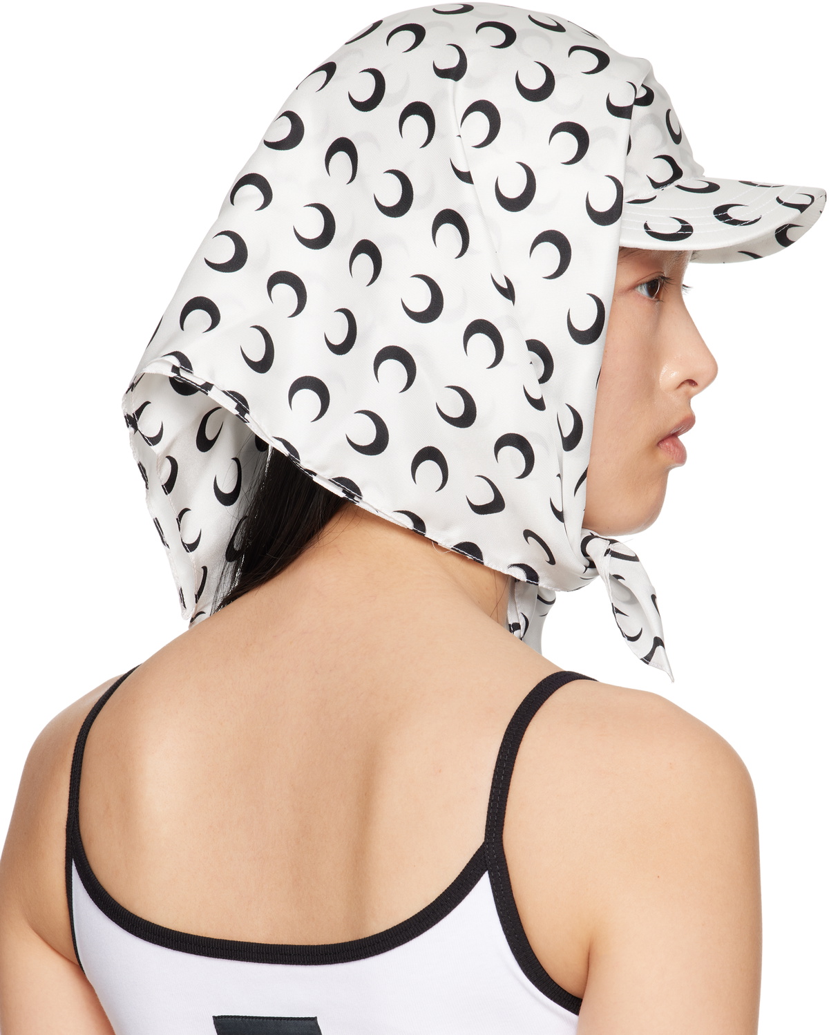 MARINE SERRE ホワイト ベレー帽 Marine Serre SSENSE Exclusive White & Black Regenerated Silk