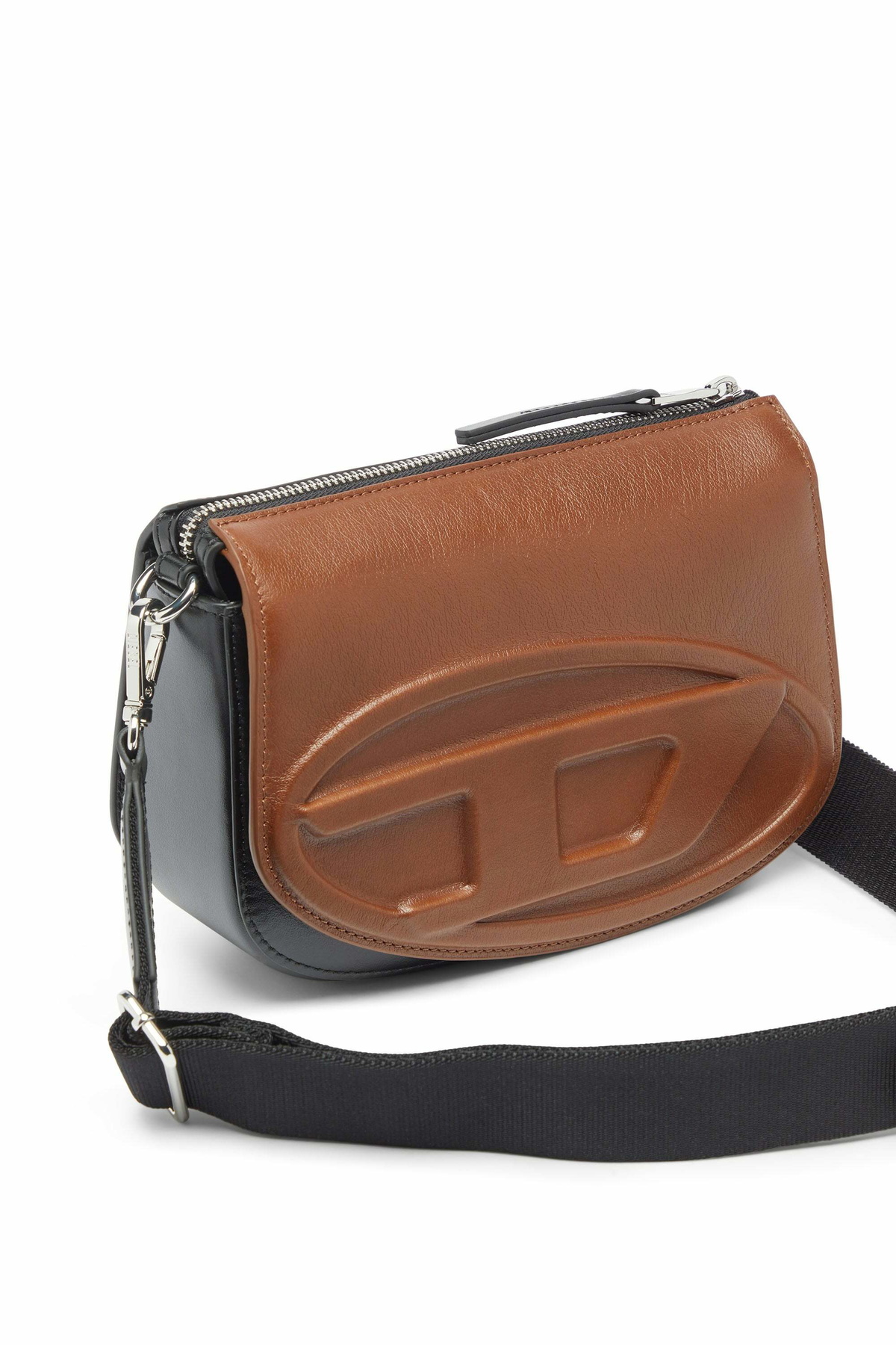 Diesel 1DR-Bicolour leather crossbody bag - Crossbody Bags