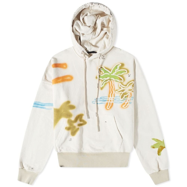 Photo: Palm Angels Men's Neon Palm Popover Hoody in Off White/Multi