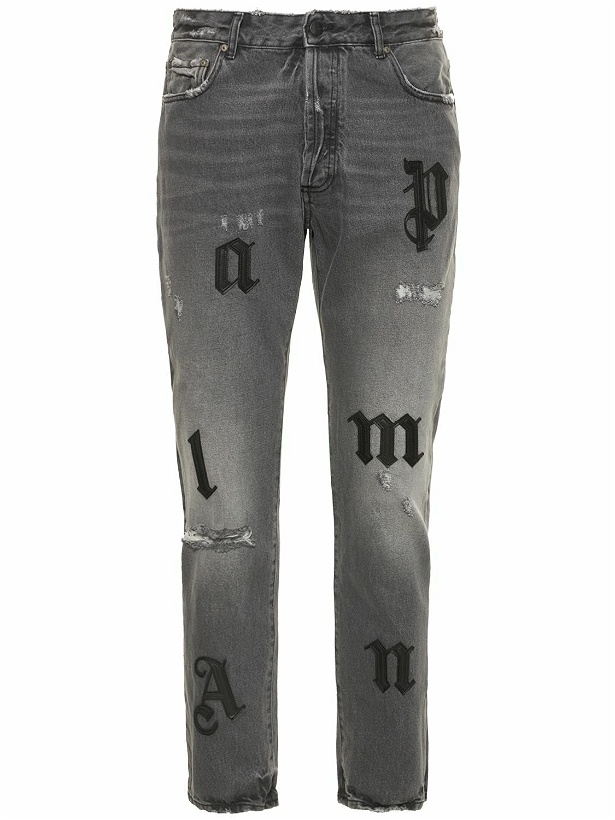 Photo: PALM ANGELS - Logo Patch Cotton Denim Jeans