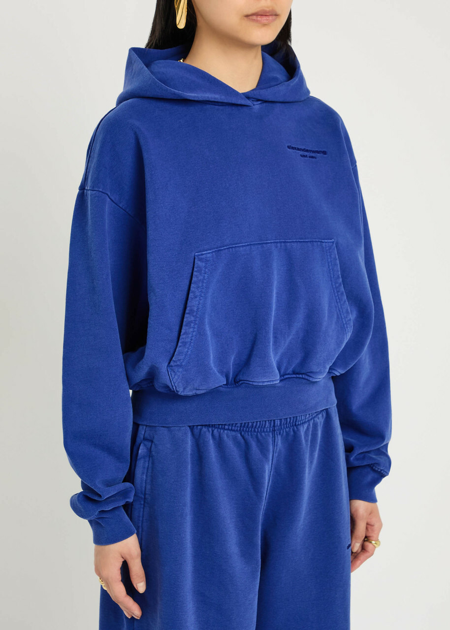 Alexander Wang Hooded Cotton Sweatshirt Blue
