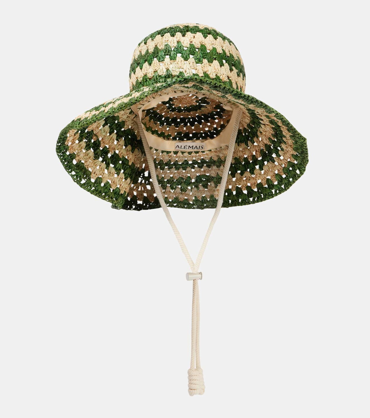 Alémais Poppy striped crochet raffia sun hat