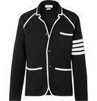 Thom Browne - Slim-Fit Contrast-Trimmed Striped Wool Blazer - Black