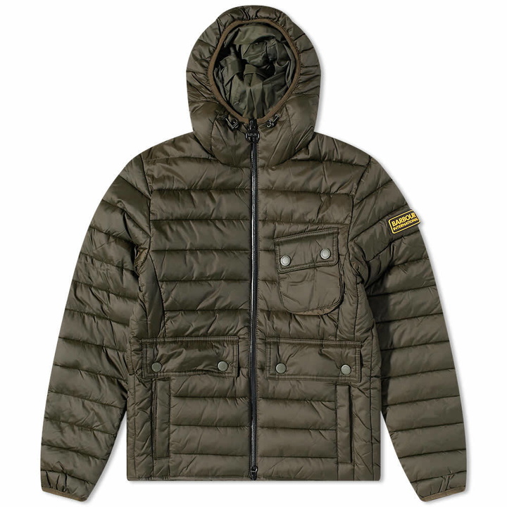 Photo: Barbour Men's International Ouston Hooded Quilt Jacket in Sage