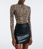 Wolford Snake-print jacquard bodysuit