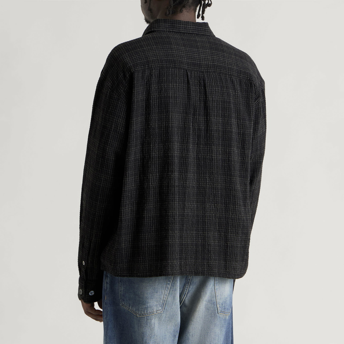 mfpen Men's Check Priority Shirt in Overdyed Black Check
