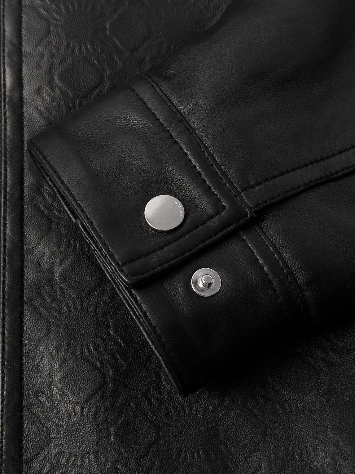 AMIRI - Logo-Debossed Leather Jacket - Black