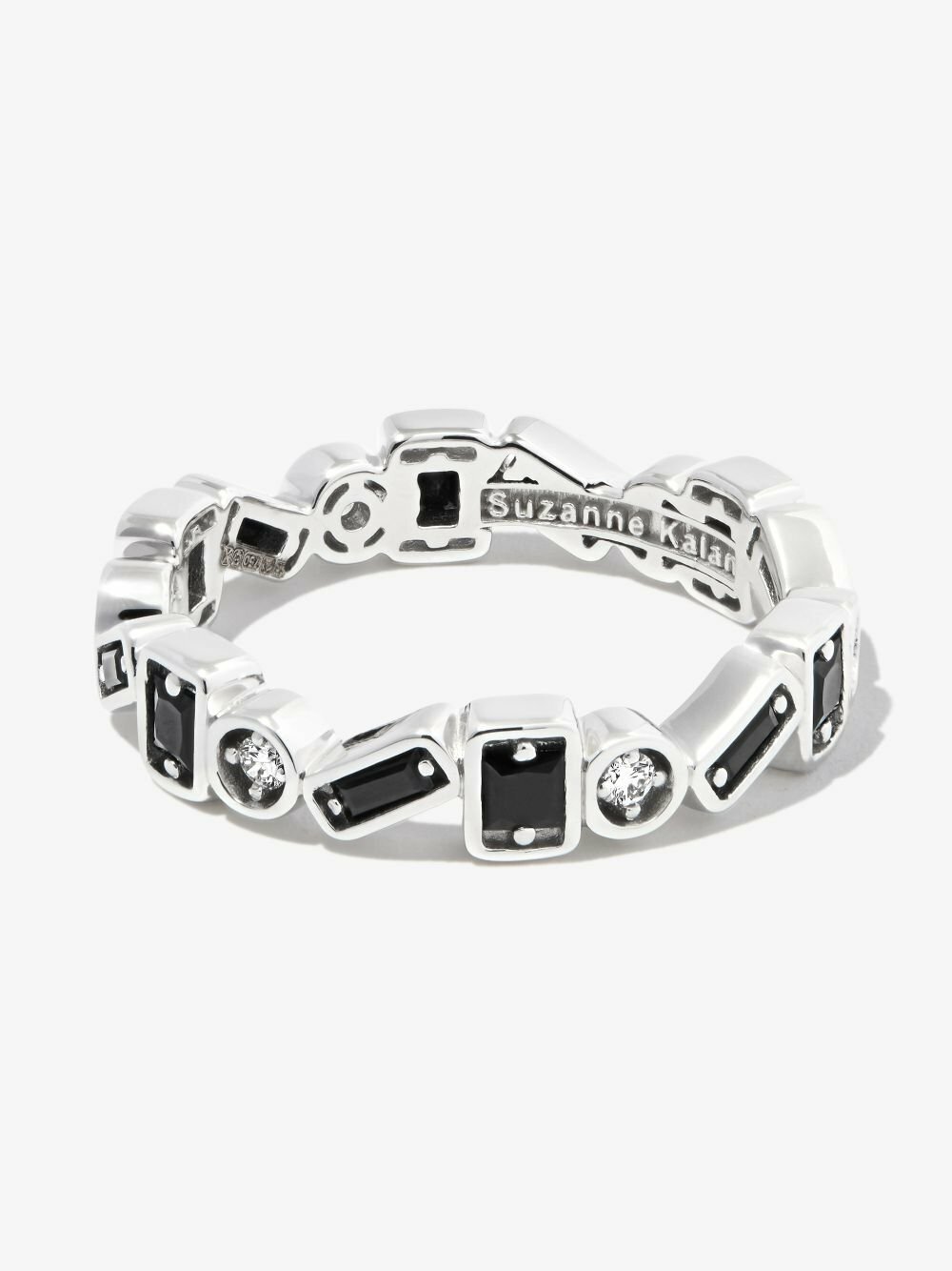 Suzanne Kalan 18kt White Gold Inlay Zigzag Sapphire Eternity Band Ring