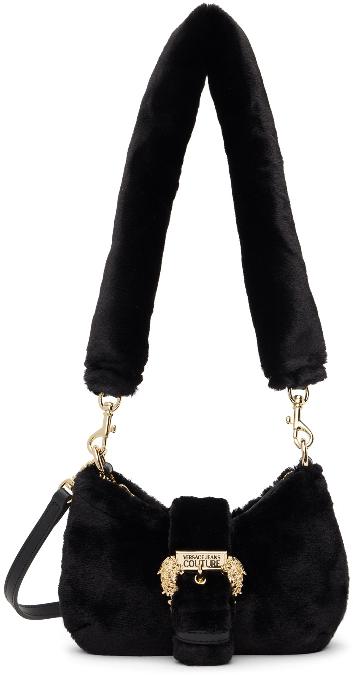 Versace Jeans Couture medium faux-fur crossbody bag in black