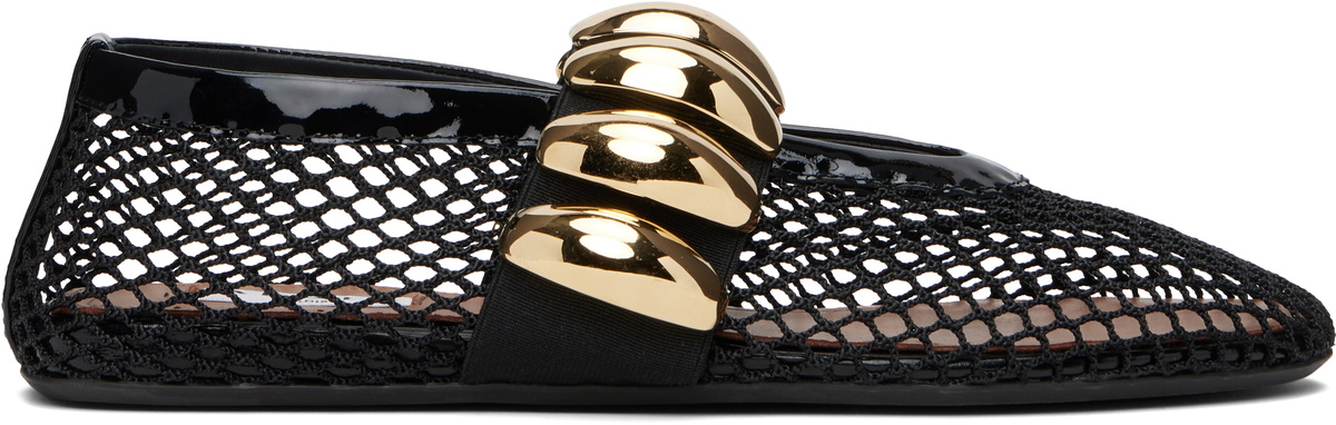 ALAIA BALLET FLATS IN BLACK MESH FISHNET