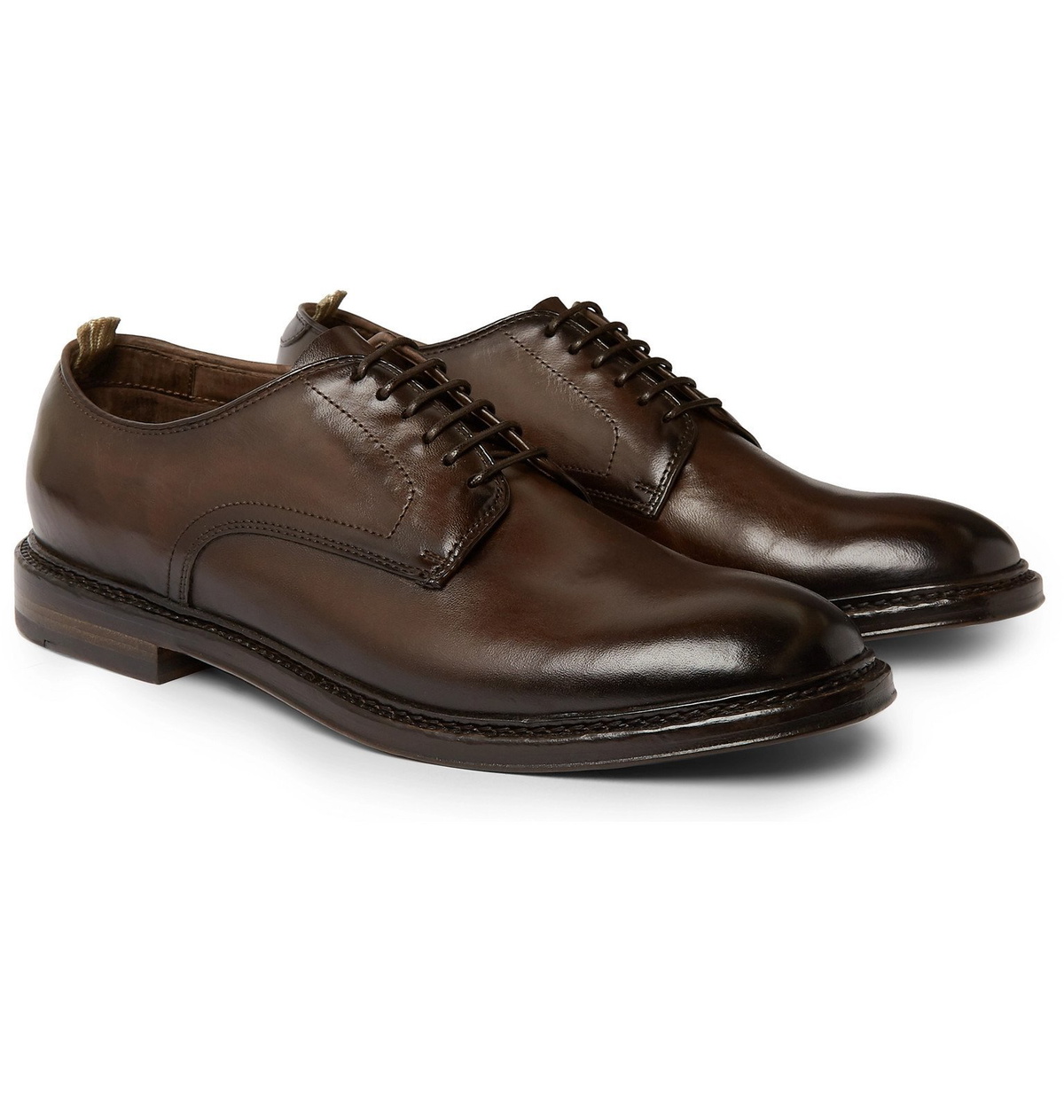 Officine Creative - Emory Burnished-Leather Oxford Shoes - Brown ...