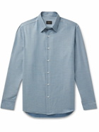 Brioni - Cotton and Cashmere-Blend Twill Shirt - Blue