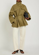 Rohe Sculptural Funnel-neck Cotton Safari Jacket Khaki