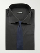 Zegna - Trofeo Slim-Fit Cutaway-Collar Cotton-Blend Twill Shirt - Black