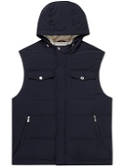 Brunello Cucinelli - Quilted Nylon Down Hooded Gilet - Blue