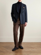 Boglioli - Unstructured Double-Breasted Wool-Twill Blazer - Blue
