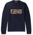 Fendi - Slim-Fit Logo-Intarsia Cashmere Sweater - Men - Navy