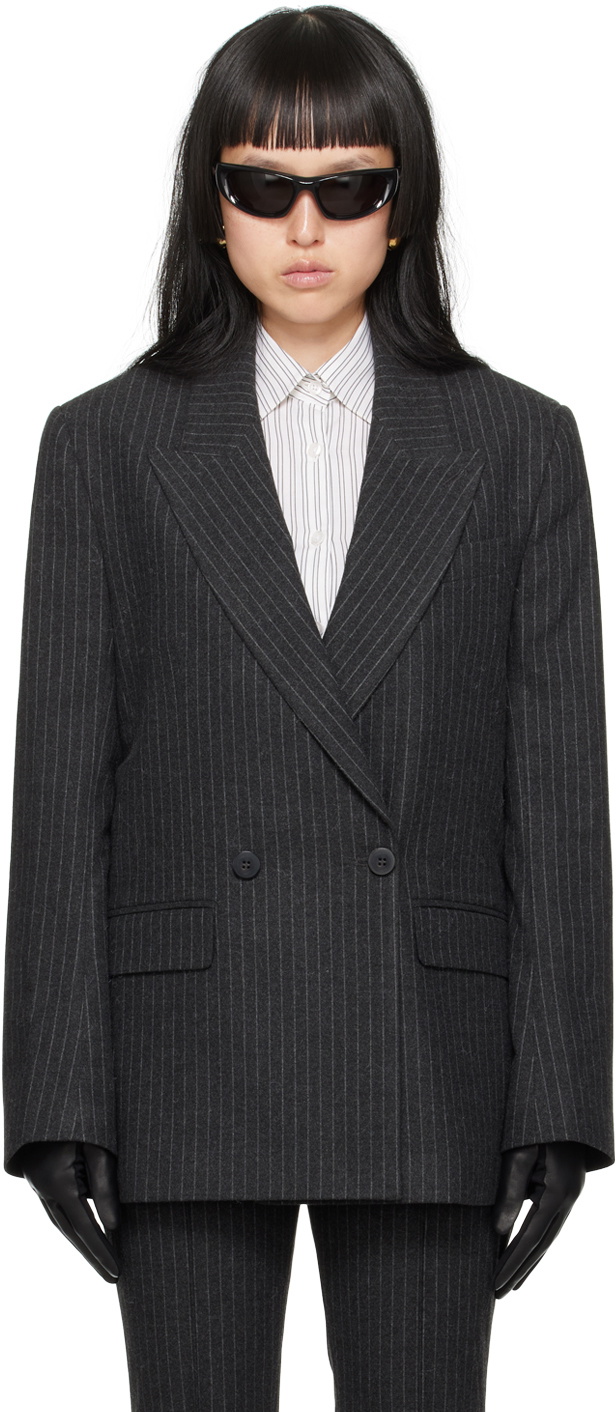 Ernest W. Baker Gray Double-Breasted Blazer