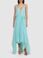 ALBERTA FERRETTI Draped Silk Chiffon Long Dress