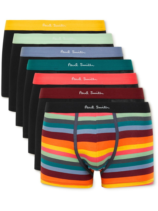 Photo: Paul Smith - Seven-Pack Stretch-Cotton Boxer Briefs - Black