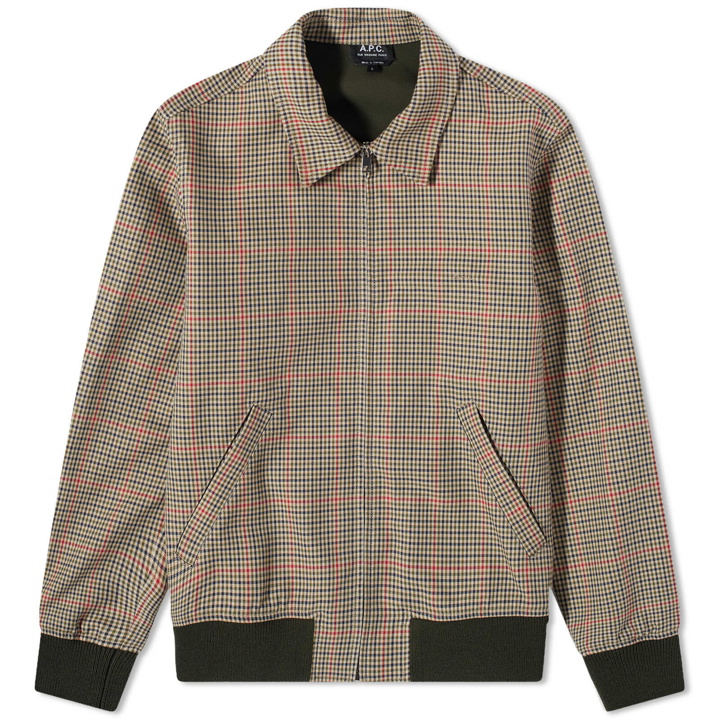 Photo: A.P.C. Men's Sutherland Check Harrington Jacket in Red