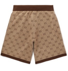 Gucci - Wide-Leg Logo-Jacquard Wool and Cotton-Blend Shorts - Camel