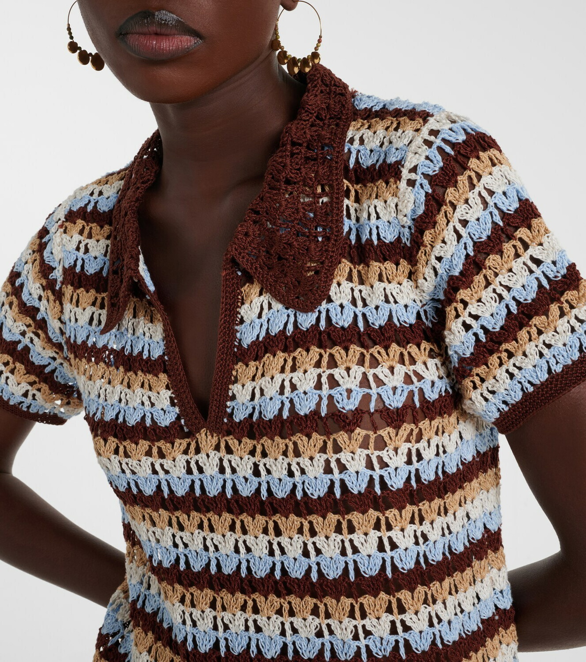 Anna Kosturova Crochet cotton polo dress