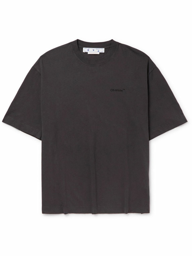 Photo: Off-White - Logo-Print Cotton-Jersey T-Shirt - Gray