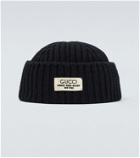 Gucci Logo ribbed-knit wool-blend beanie