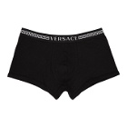 Versace Underwear Black Greek Band Boxer Briefs