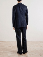 Saman Amel - Slim-Fit Silk and Linen-Blend Suit Jacket - Blue
