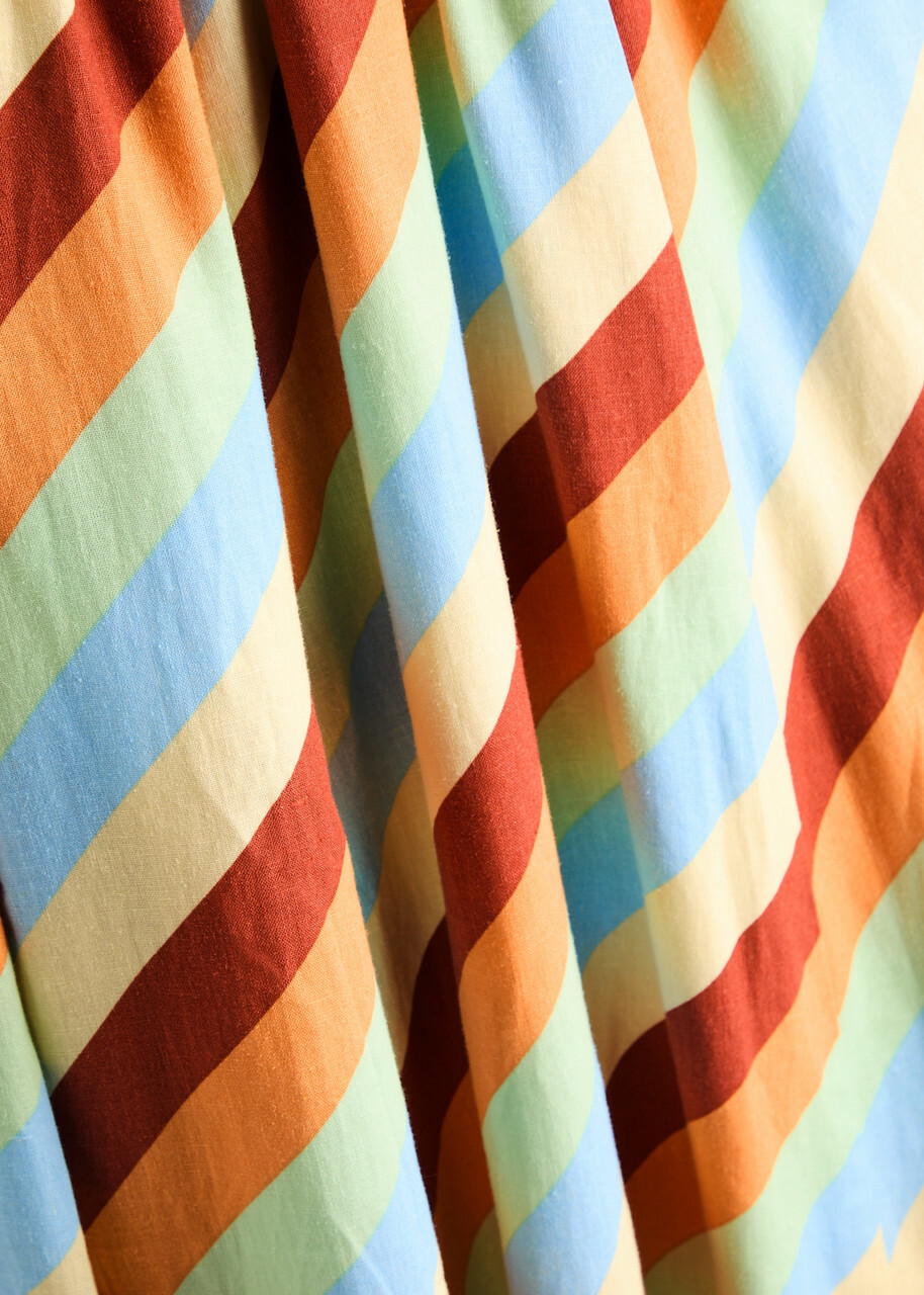Kitri Pia Striped Linen-blend Midi Dress Multicoloured
