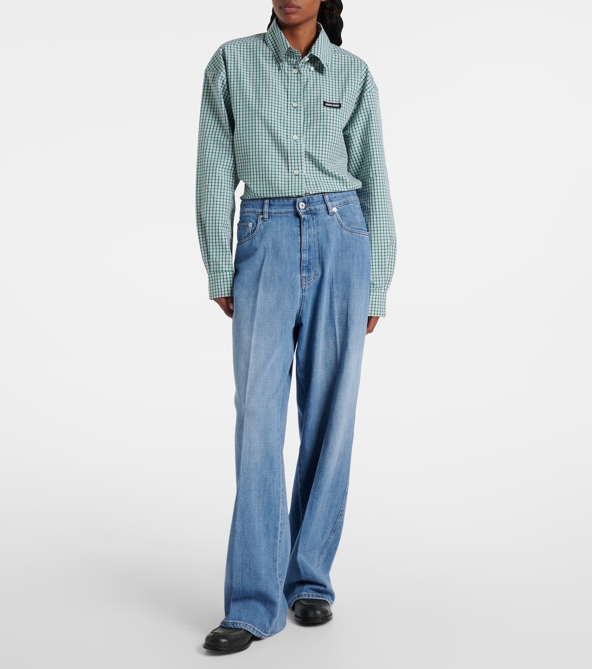 Miu Miu Logo mid-rise wide-leg jeans