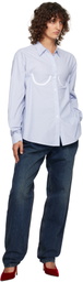 Pushbutton Blue Bra Detail Shirt