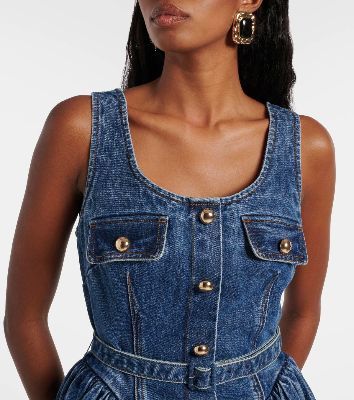 Self-Portrait Belted denim minidress Self-Portrait