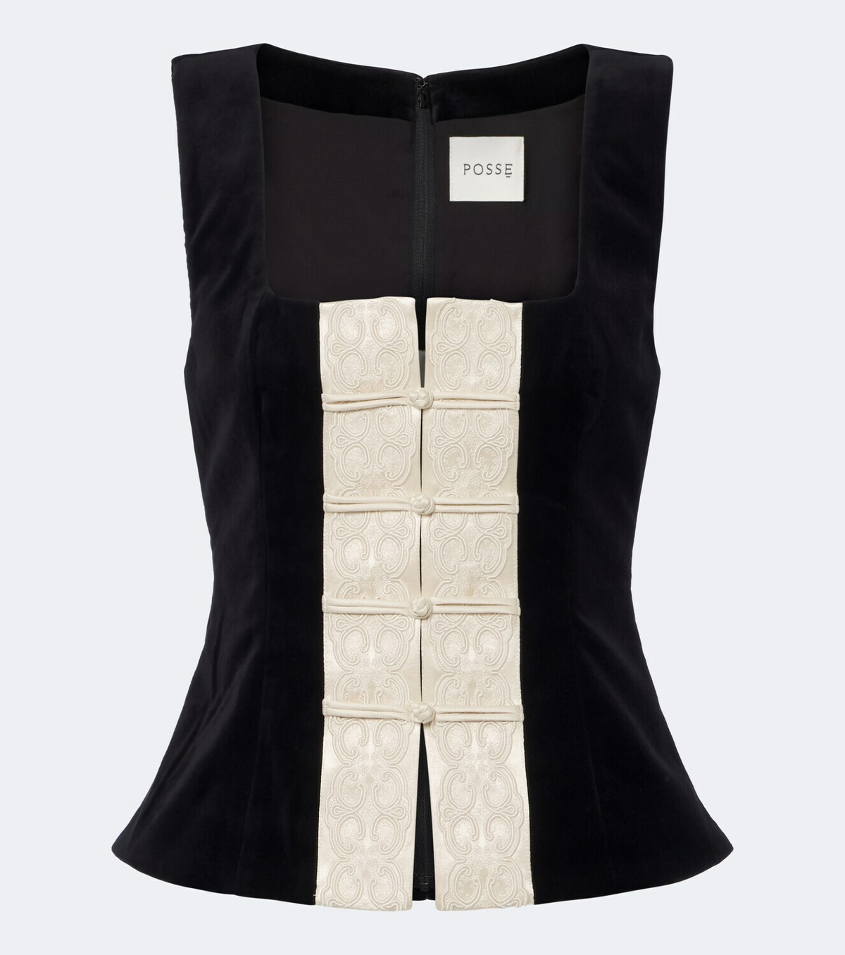 Posse Florian embroidered cotton velvet top