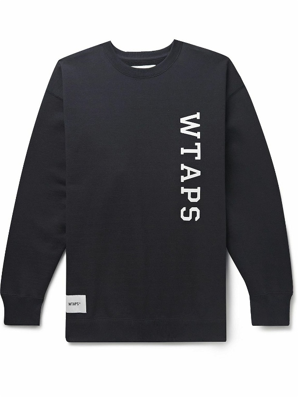 Photo: WTAPS - Logo-Print Cotton-Jersey Sweatshirt - Blue