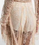 Blumarine Lace-trimmed satin wide-leg pants
