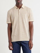 Valentino Garavani - VLogo Striped Cotton-Piqué Polo Shirt - Neutrals
