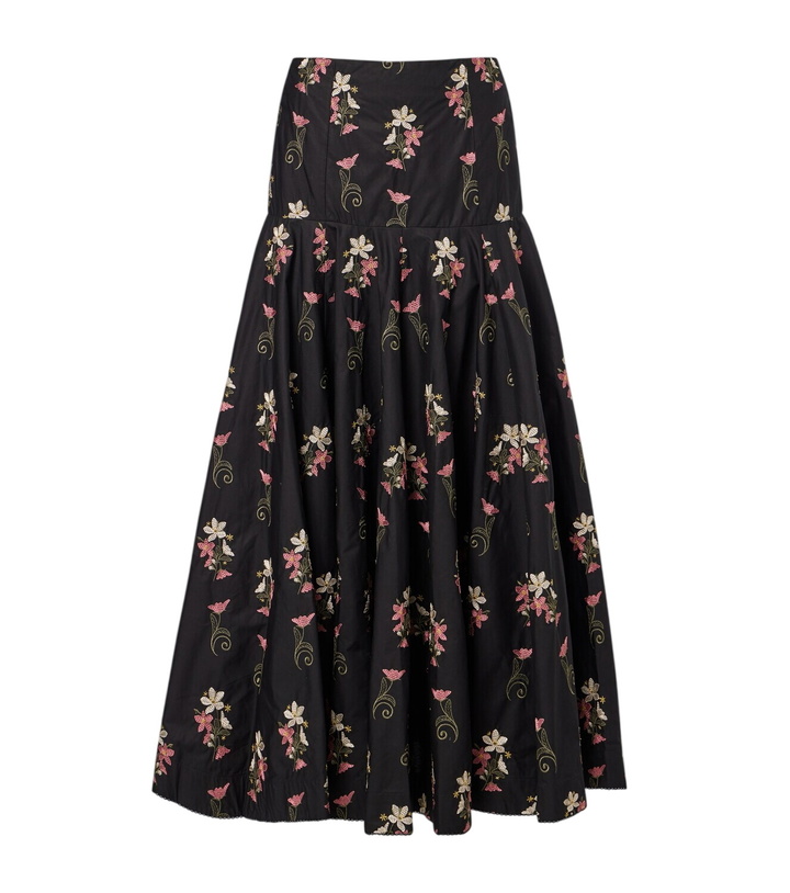 Photo: Agua by Agua Bendita Nacar embroidered cotton poplin maxi skirt