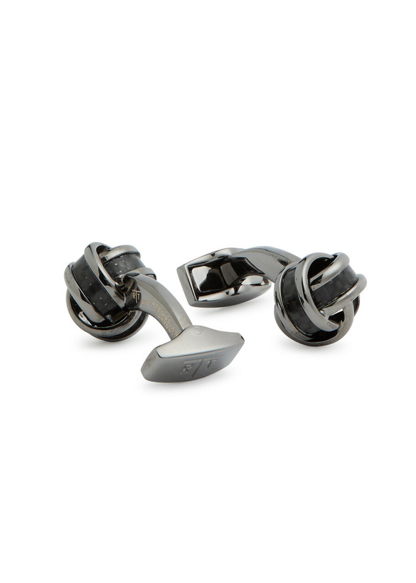 Photo: Tateossian Knot Gunmetal Cufflinks - Black - One Size