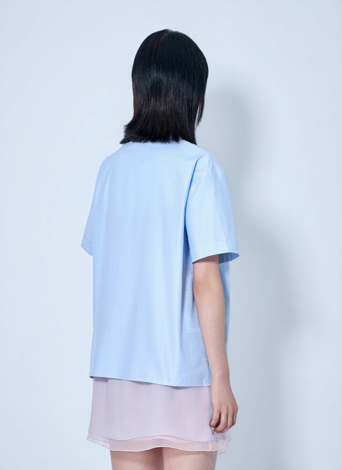 Miu Miu Short-Sleeve Cotton Poplin Shirt