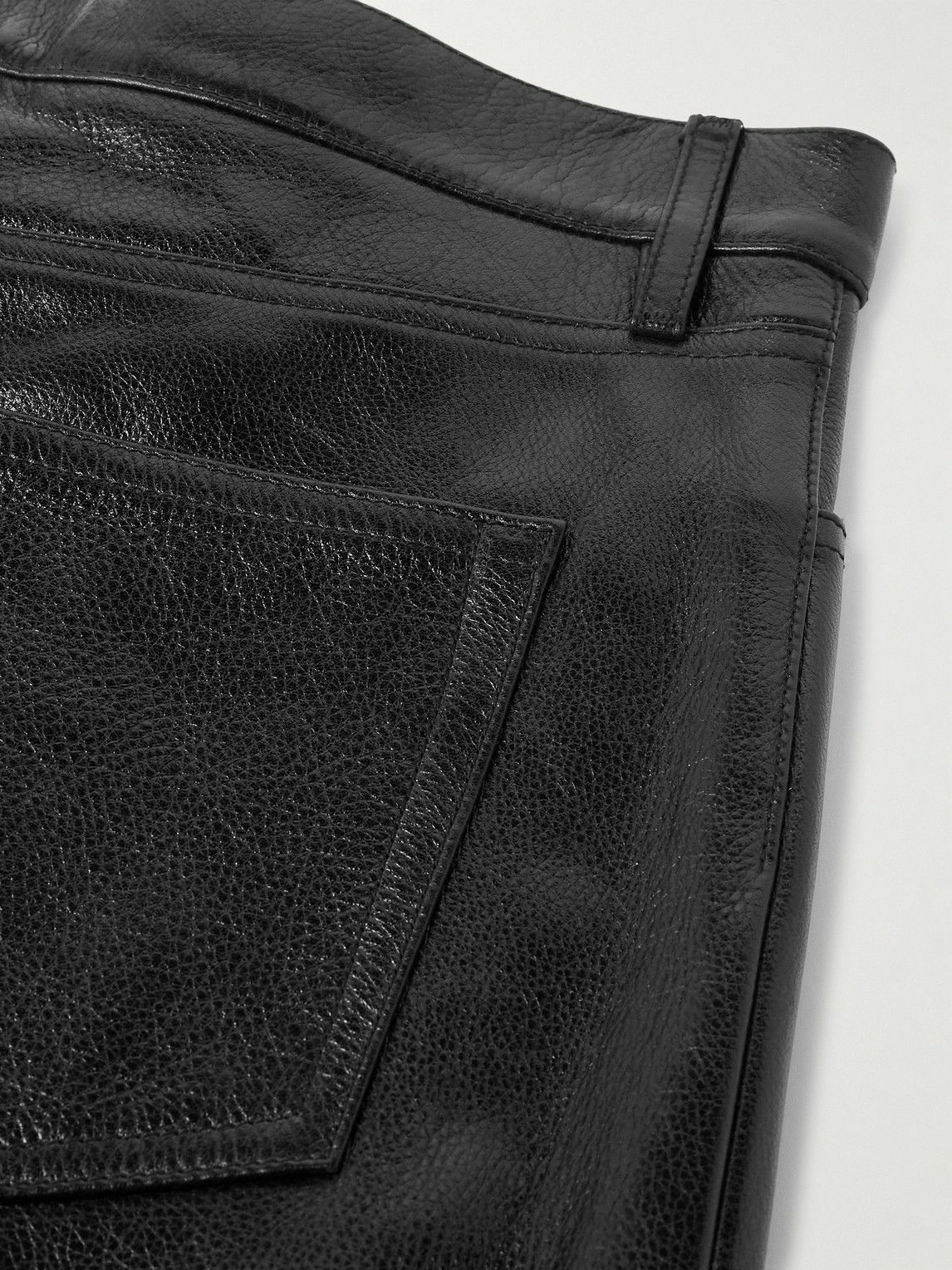 Fear of God - Logo-Appliquéd Straight-Leg Full-Grain Leather Trousers - Black