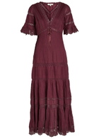 Loveshackfancy Marlowe Lace-detail Cotton Midi Dress Burgundy