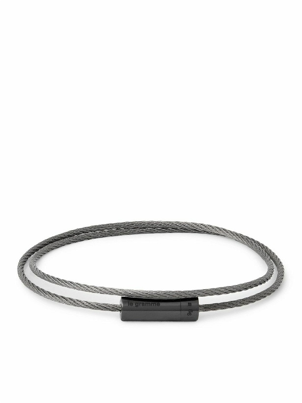 Photo: Le Gramme - 9g Double Cable Silver Recycled-Ceramic Bracelet - Black